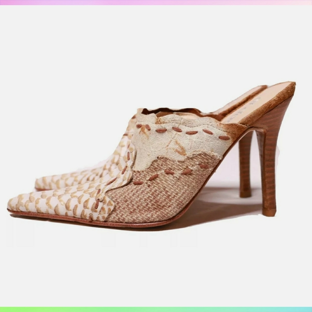 EL DANTES COUTURE Leather Slip On Mules Heels sz 6